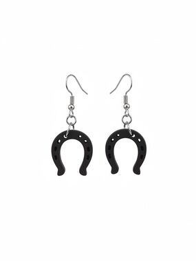 Black Horseshoe Dangle Earrings
